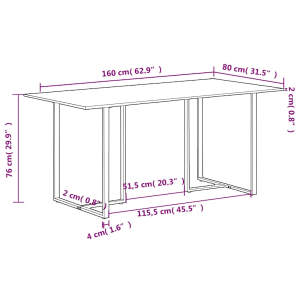 vidaXL Matbord 160 cm massivt återvunnet trä Brun