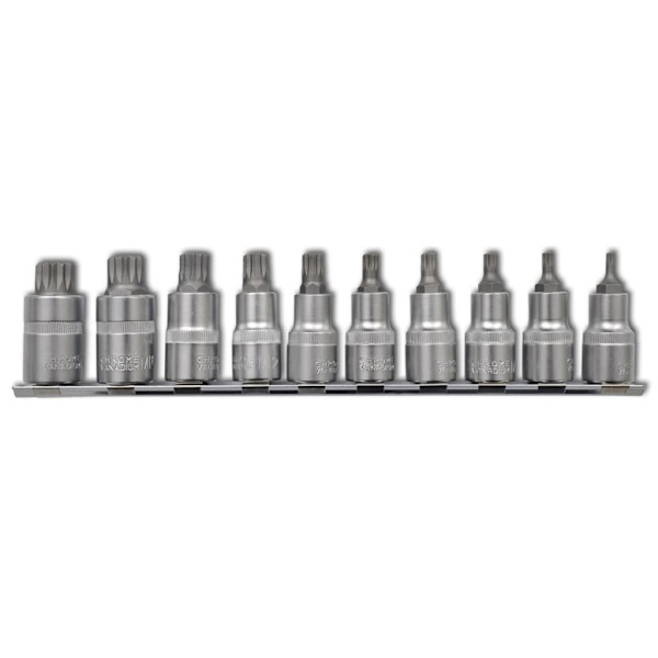 vidaXL Bitssats 1/2" 12-kant kromvanadiumstål 10-pack