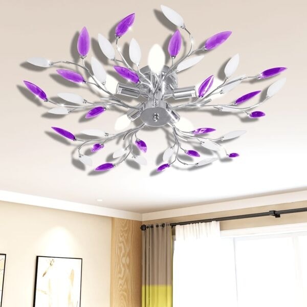 vidaXL Taklampa med akrylblad för 5 x E14 vit/lila multifärg