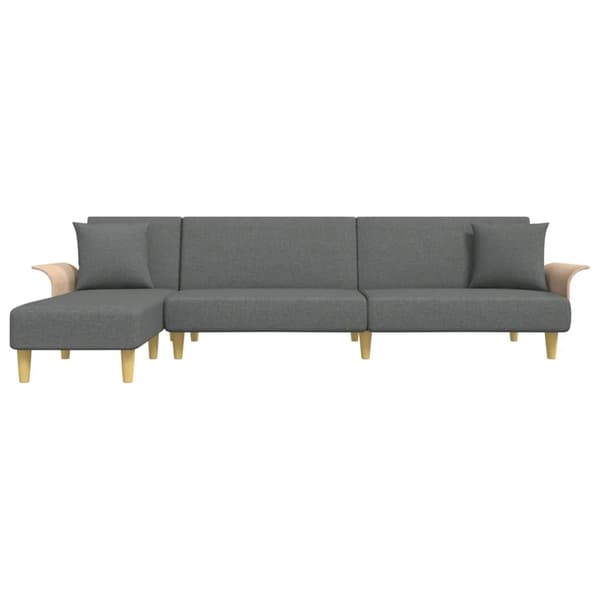 vidaXL L-formad bäddsoffa mörkgrå 279x140x70 cm tyg Grå