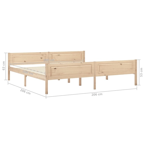 vidaXL Sängram massiv furu 200x200 cm Brun