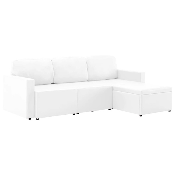 vidaXL Bäddsoffa modulär 3-sits vit konstläder Vit