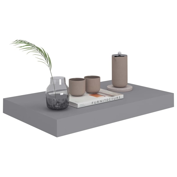 vidaXL Svävande vägghylla grå 40x23x3,8 cm MDF grå