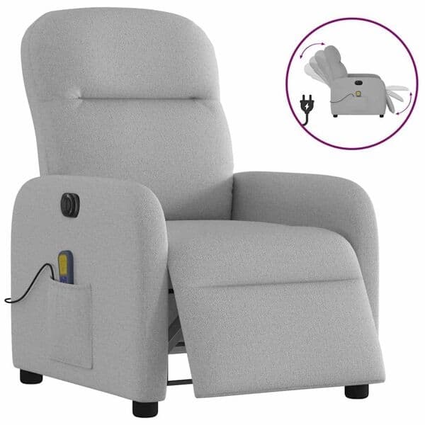vidaXL Elektrisk massagefåtölj molngrå tyg Grå