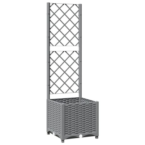 vidaXL Odlingslåda med spaljé ljusgrå 40x40x136 cm PP Grå