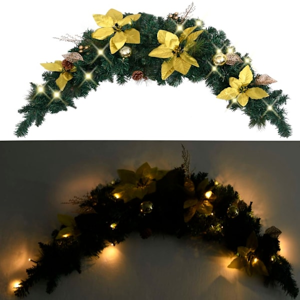 vidaXL Julbåge med LED grön 90 cm PVC Grön