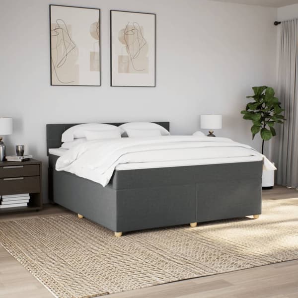 vidaXL Ramsäng med madrass mörkgrå 180x200 cm tyg Grå