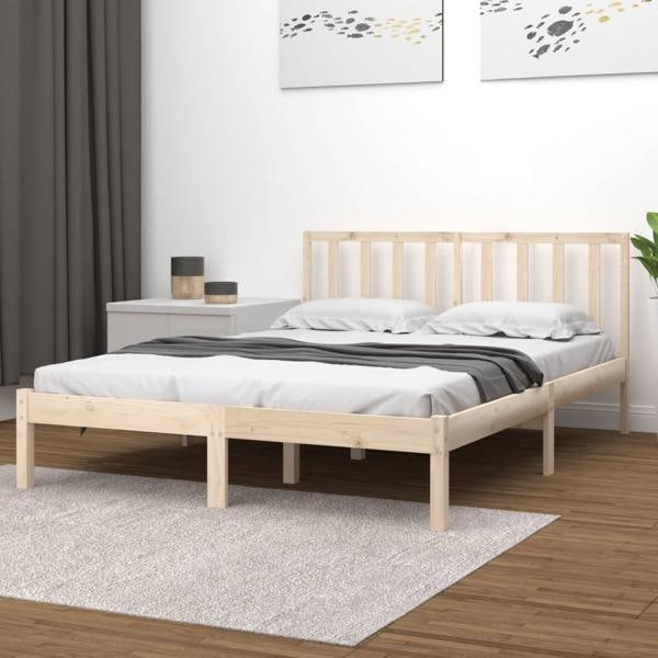 vidaXL Sängram massiv furu 200x200 cm Brun