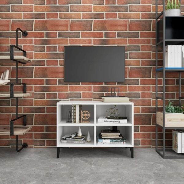 vidaXL TV-bänk med metallben vit 69,5x30x50 cm Vit