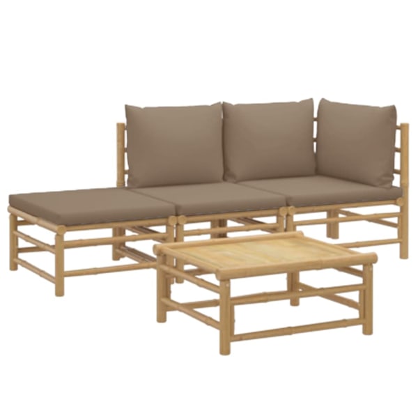 vidaXL Loungegrupp 4 delar taupe dynor bambu Brun