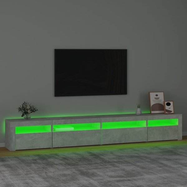 vidaXL Tv-bänk med LED-belysning betonggrå 270x35x40 cm Grå