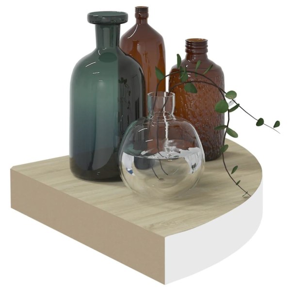 vidaXL Svävande hörnhyllor 2 st ek och vit 25x25x3,8 cm MDF Brun