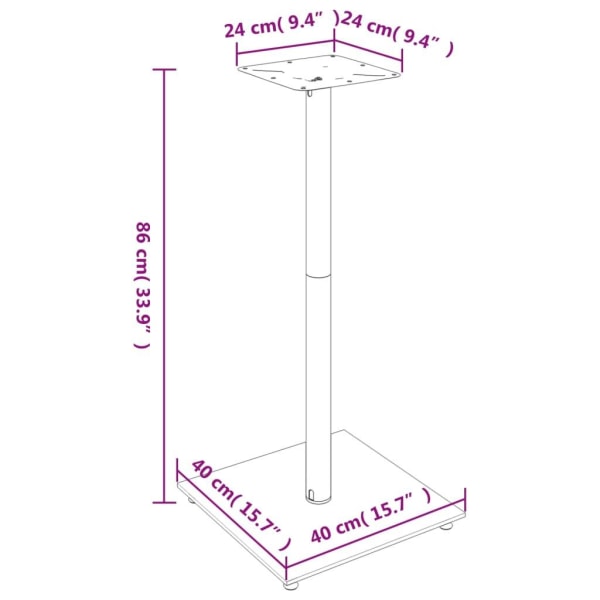 vidaXL Högtalarstativ 2 st härdat glas 1-pelarmodell svart & silver Svart