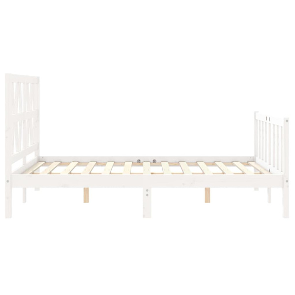 vidaXL Sängram med huvudgavel vit 140x190 cm massivt trä Vit