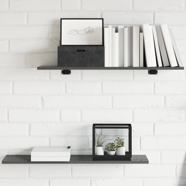 vidaXL Hyllplan 8 st grå högglans 80x20x1,5 cm konstruerat trä grå