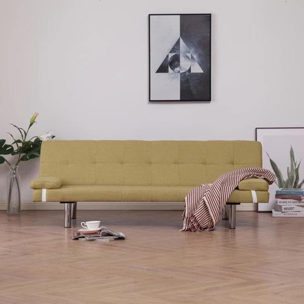 vidaXL Bäddsoffa med två kuddar grön polyester Grön