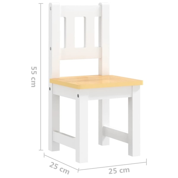 vidaXL Barnbord och stolar 3 delar vit och beige MDF Vit