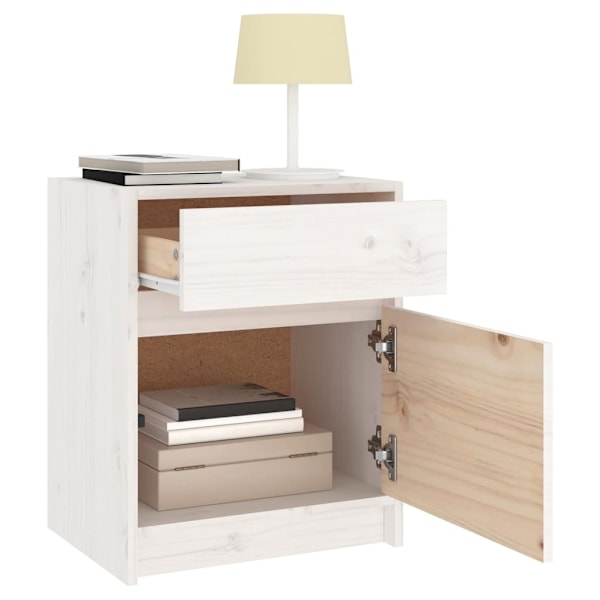 vidaXL Sängbord vit 40x31x50 cm massiv furu Vit