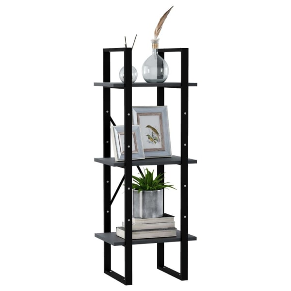 vidaXL Bokhylla 3 hyllplan grå 40x30x105 cm massiv furu grå