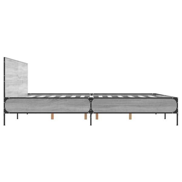 vidaXL Sängram grå sonoma 200x200 cm konstruerat trä och metall Grå