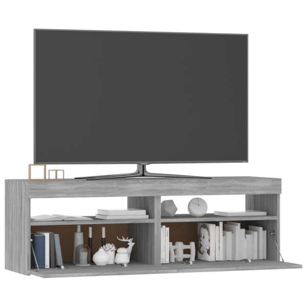 vidaXL TV-bänk med LED-belysning grå sonoma 120x35x40 cm Grå