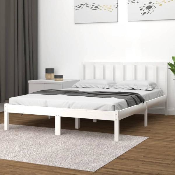 vidaXL Sängram vit massiv furu 120x200 cm enkelsäng Vit