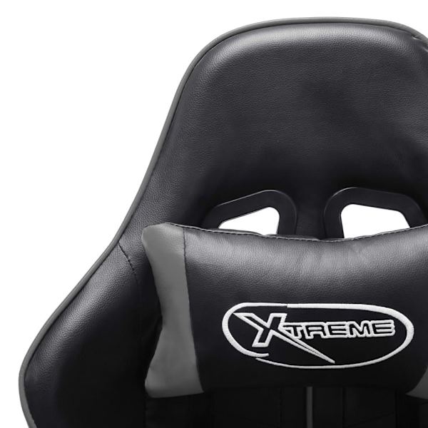 vidaXL Gamingstol med fotstöd svart och grå konstläder multifärg