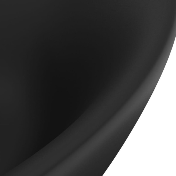 vidaXL Ovalt handfat med bräddavlopp matt svart 58,5x39 cm keram Svart