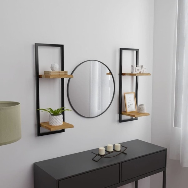 vidaXL Vägghyllor 2 st 25x25x75 cm massivt akaciaträ och stål Brun