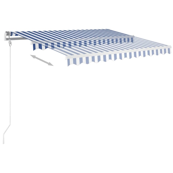 vidaXL Markis manuellt infällbar med LED 3x2,5 m blå och vit Blå