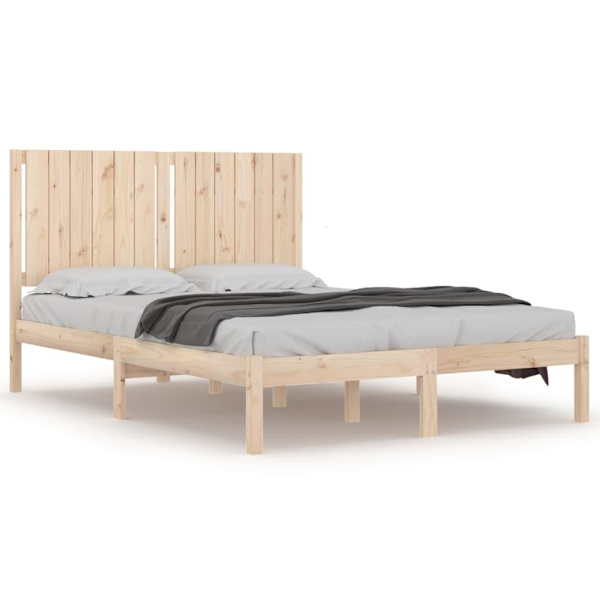 vidaXL Sängram massiv furu 140x200 cm Brun