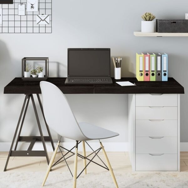 vidaXL Bordsskiva mörkbrun 140x60x(2-6) cm behandlad massiv ek Brun