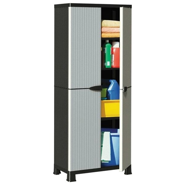 vidaXL Plastskåp 68x39x171,5 cm rottingutseende grå