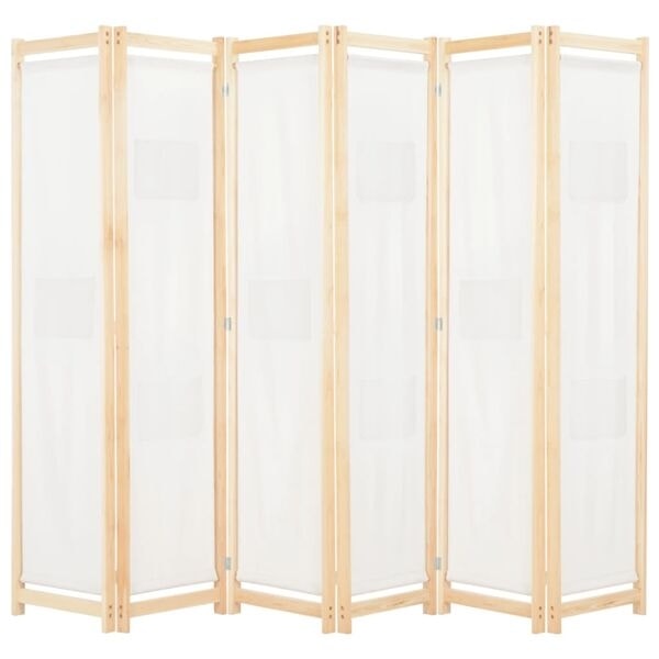 vidaXL Rumsavdelare 6 paneler 240x170x4 cm gräddvit tyg Creme