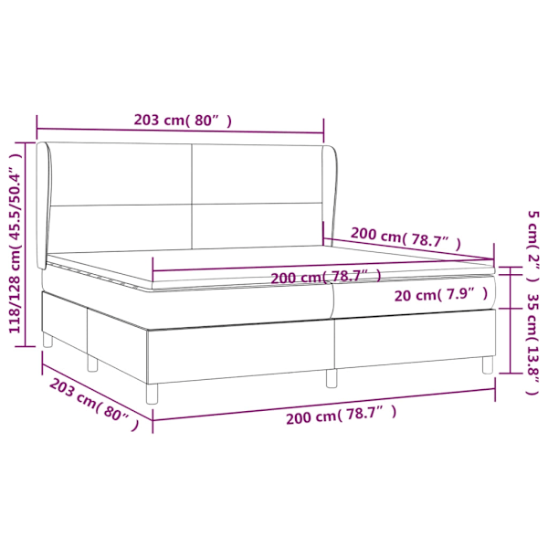 vidaXL Ramsäng med madrass ljusgrå 200x200 cm tyg Grå