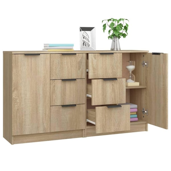 vidaXL Skänkar 2 st sonoma-ek 60x30x70 cm konstruerat trä Brun