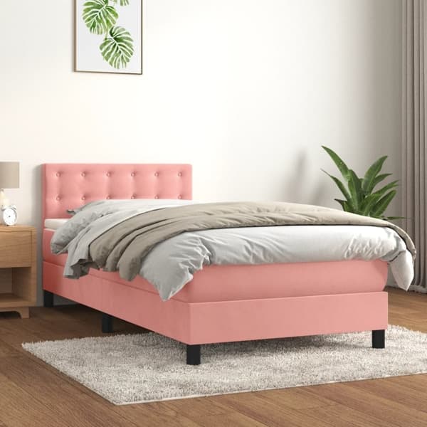 vidaXL Ramsäng med madrass rosa 80x200 cm sammet Rosa