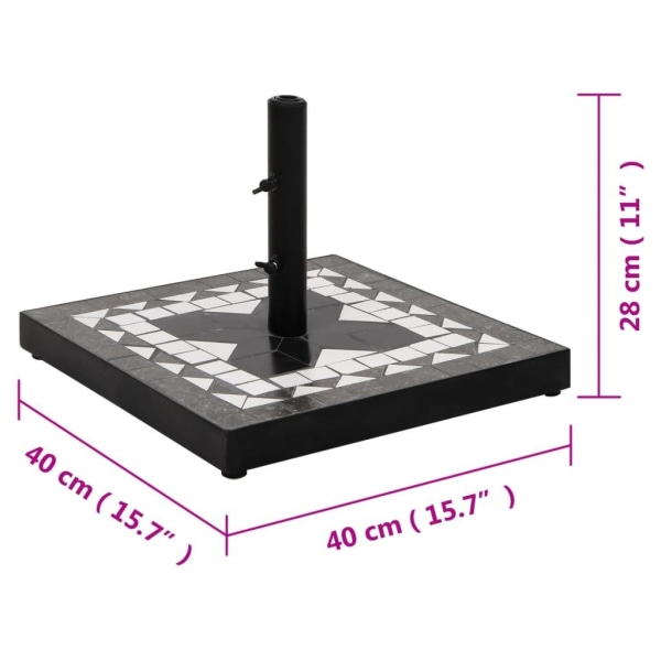 vidaXL Parasollfot svart och vit fyrkantig 12 kg Svart