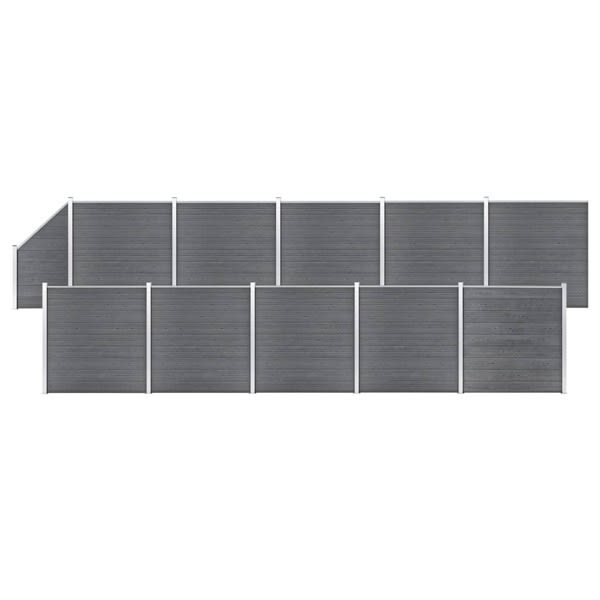vidaXL WPC-staketpanel 10 fyrkantig + 1 vinklad 1830x186 cm grå grå