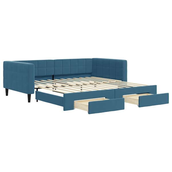 vidaXL Dagbädd utdragbar med lådor blå 100x200 cm sammet Blå