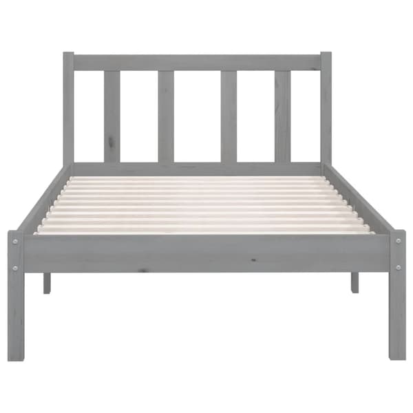 vidaXL Sängram grå massiv furu 90x200 cm grå