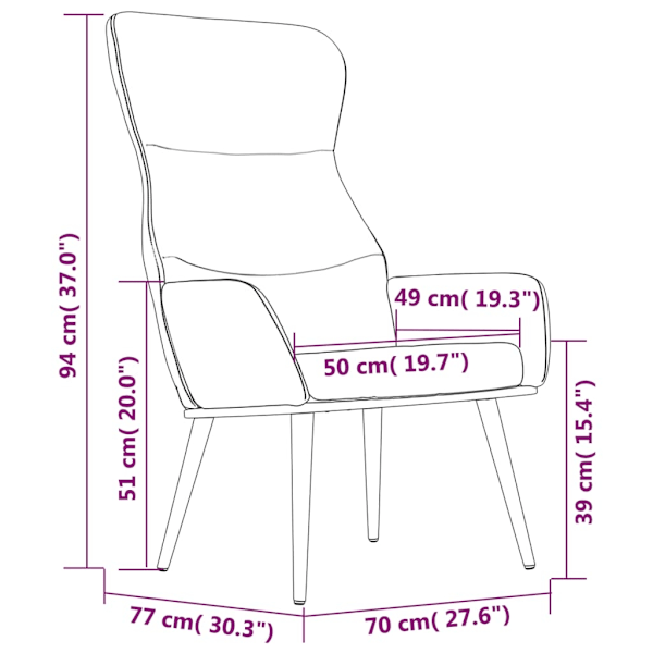 vidaXL Vilstol gräddvit tyg Kräm