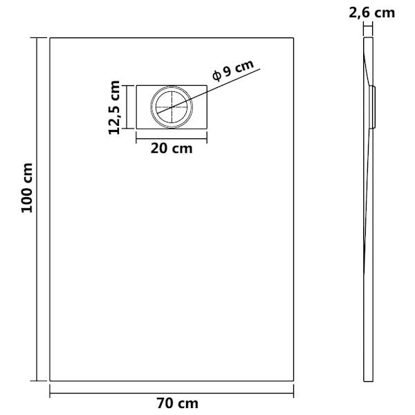 vidaXL Duschkar SMC grå 100x70 cm grå