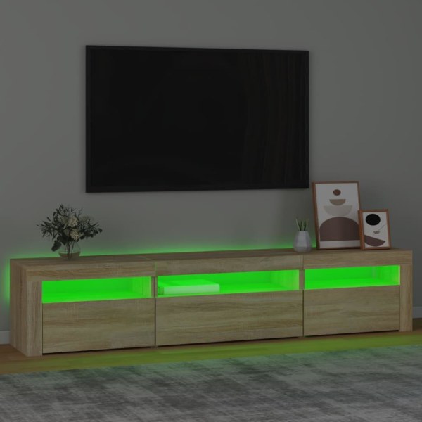 vidaXL Tv-bänk med LED-belysning sonoma ek 195x35x40 cm Brun