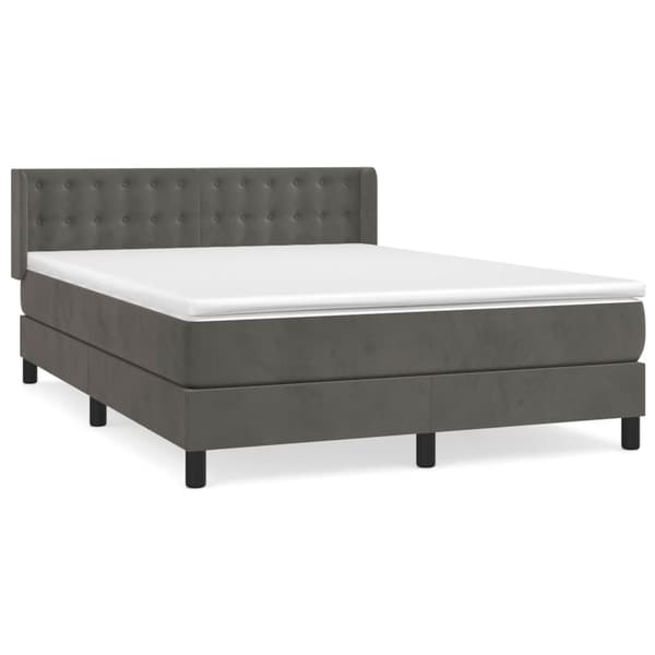 vidaXL Ramsäng med madrass mörkgrå 140x200 cm sammet Grå