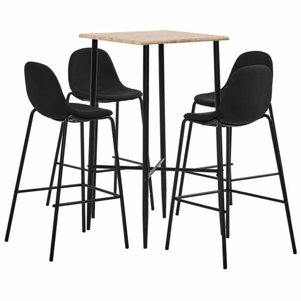 vidaXL Bargrupp 5 delar tyg svart Svart
