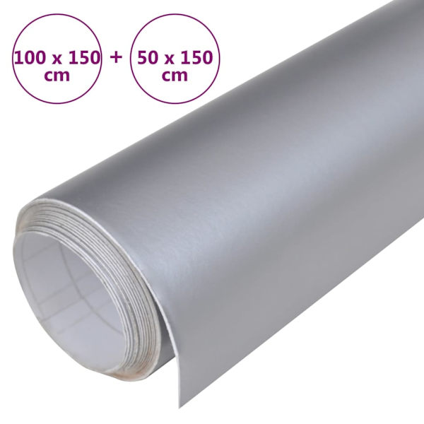 vidaXL Bilfoliering 2 st matt silver 100x150 cm+50x150 cm matt silver