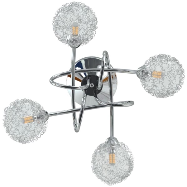 vidaXL Taklampa med lampskärmar i tråd för 4 G9 LED-lampor Transparent