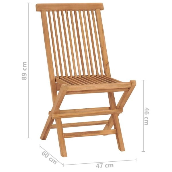 vidaXL Hopfällbar stol teak 2 stycken 47x60x89 cm Brun