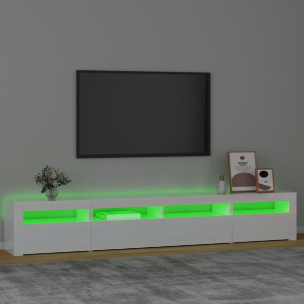 vidaXL Tv-bänk med LED-belysning vit högglans 240x35x40 cm Vit